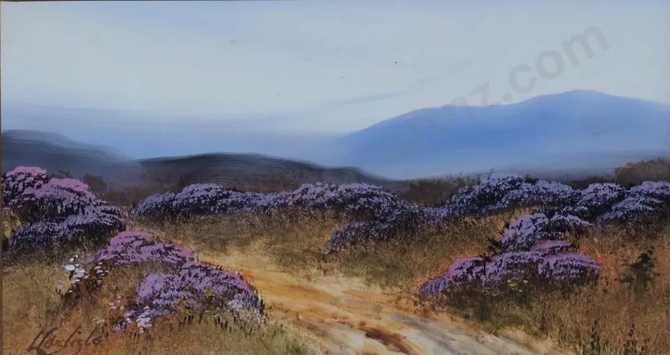 CARLISLE, L (19th Cent.) - Scottish Country Lane with Heather Image 1++