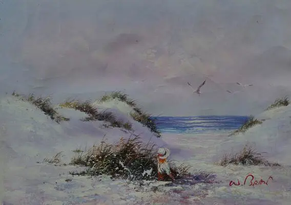 BRIAN, W. (20th Cent.) - Girl in Sand Dunes Image 1++