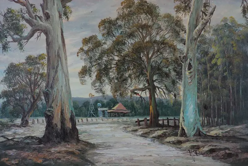 BURNS, H. (Early 20th Cent.) - Australian Bush Image 1++
