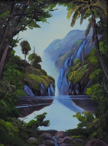 EVANS, Ian (20th Cent.) - Forest Scene with Pool Image 1++