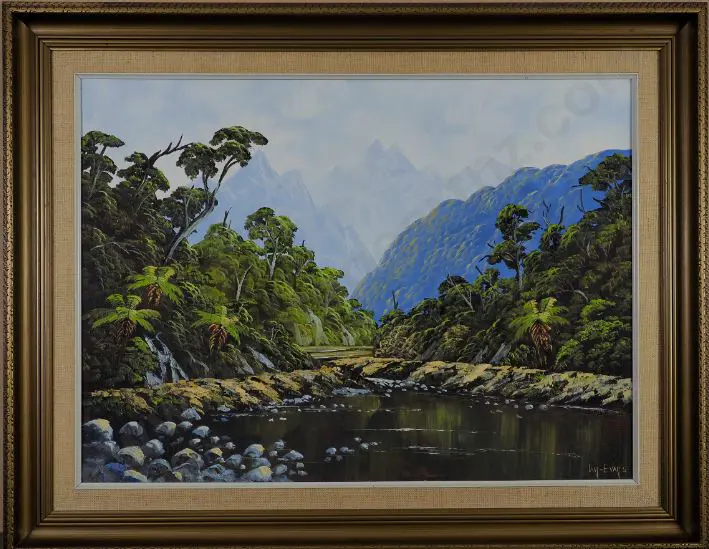 EVANS, Ian (20th Cent.) - Stream running through Native Bush Image 1++