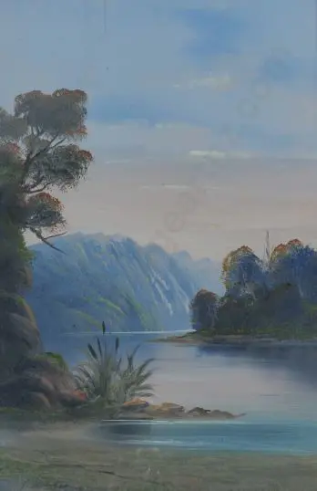 FLETCHER, J. (19th Century) - Colonial Scene - River with Hills Image 1++