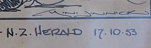 MINHINNICK, Sir Gordon (1902-1992) - "Down to Earth" - Original Sam cartoon NZ Herald 1953 Image 1++