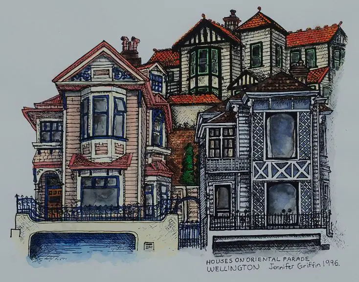 GRIFFIN, Jennifer Lee - Houses on Oriental Parade, Wellington Image 1++