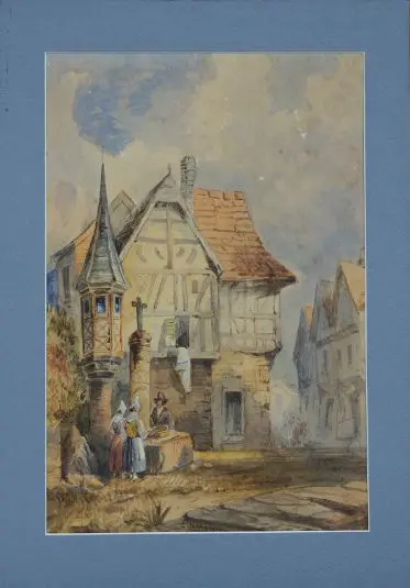 BAKER, E. (19th Cent.) - European Town Scene Image 1++