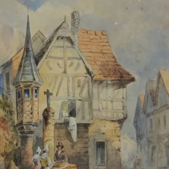 BAKER, E. (19th Cent.) - European Town Scene