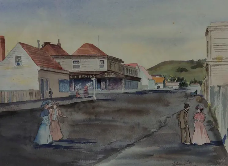 FILE, Eleanor (1918-2009) - Colonial Wellington - Looking Up Cuba Street Image 1++