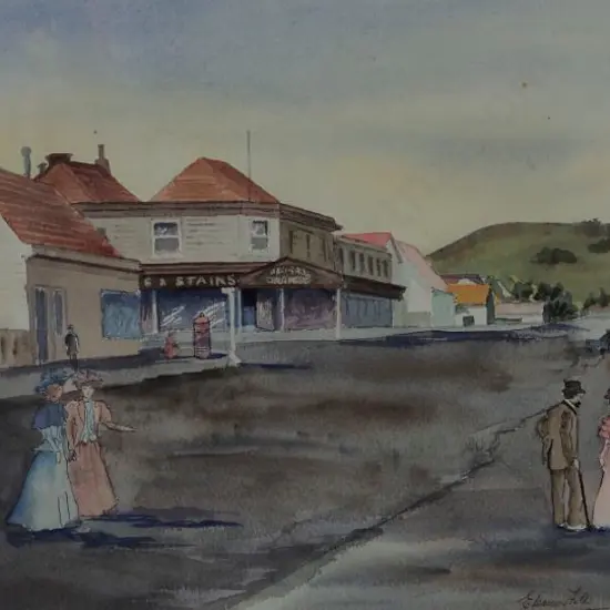 FILE, Eleanor (1918-2009) - Colonial Wellington - Looking Up Cuba Street