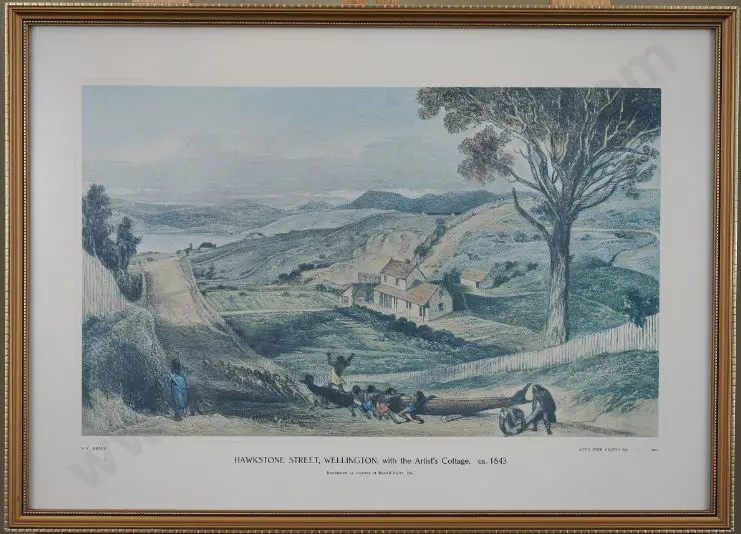 BREES, Samuel Charles (1810-1865) - The Aglionby Arms, Hutt River c.1843 & Hawkestone Street, Wellington 1843 Image 1++