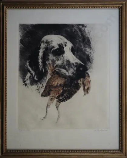 UNKNOWN Artist (A3) - Dog with Game Bird Image 1++