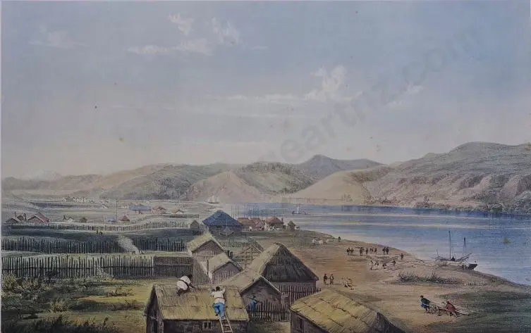 MEIN-SMITH, Captain William attrib. (1797-1869) - The Town of Petre on the Wanganui River - September 1841 Image 1++