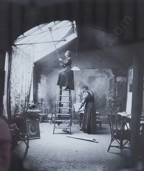 McALLISTER, James (1869-1952) - Spring Cleaning the Photographic Studio of James McAllister, Stratford 1905 Image 1++