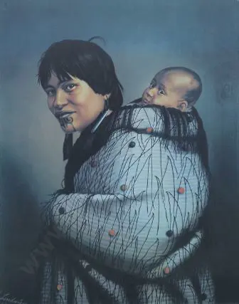 LINDAUER, Gottfried (1839-1926) - Ana Rupene & Child - Dated 1880 Image 1++