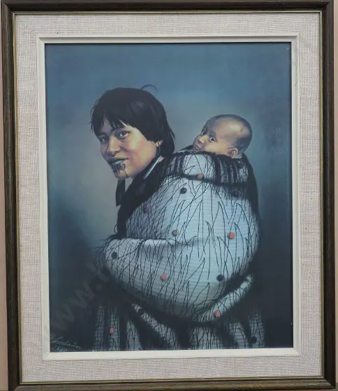LINDAUER, Gottfried (1839-1926) - Ana Rupene & Child - Dated 1880 Image 1++