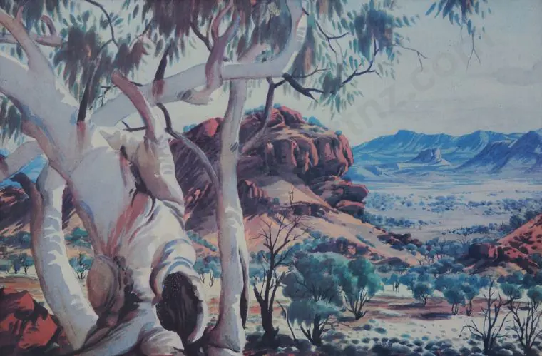 NAMATJIRA, Albert (1902-1959) - Down the valley towards Alice Springs Image 1++