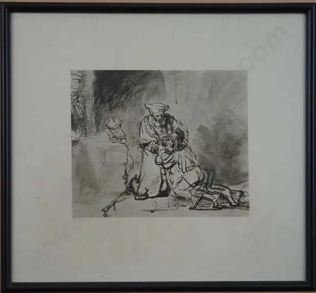 REMBRANDT - School of (17th Cent.) - Man comforting Woman Image 1++