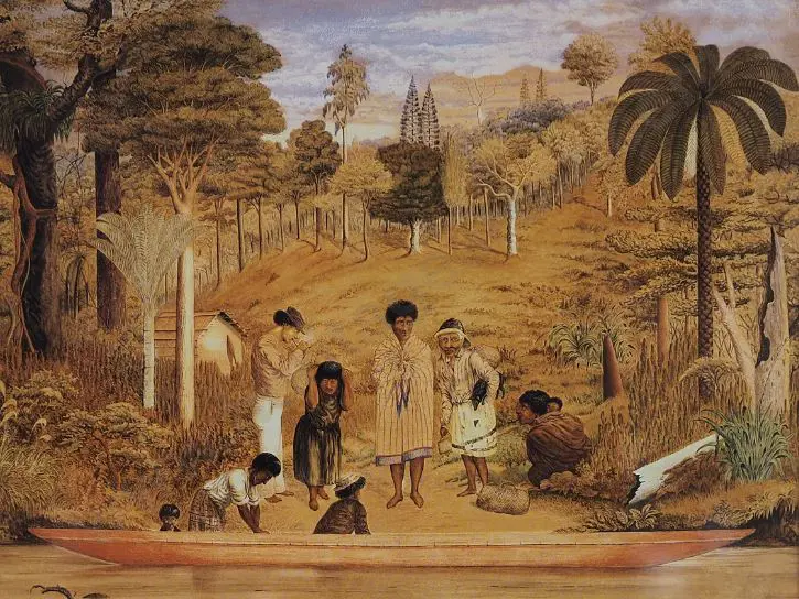 SYMONS, John (c.1832-1897) - Maori Group by a River c. 1865 Image 1++