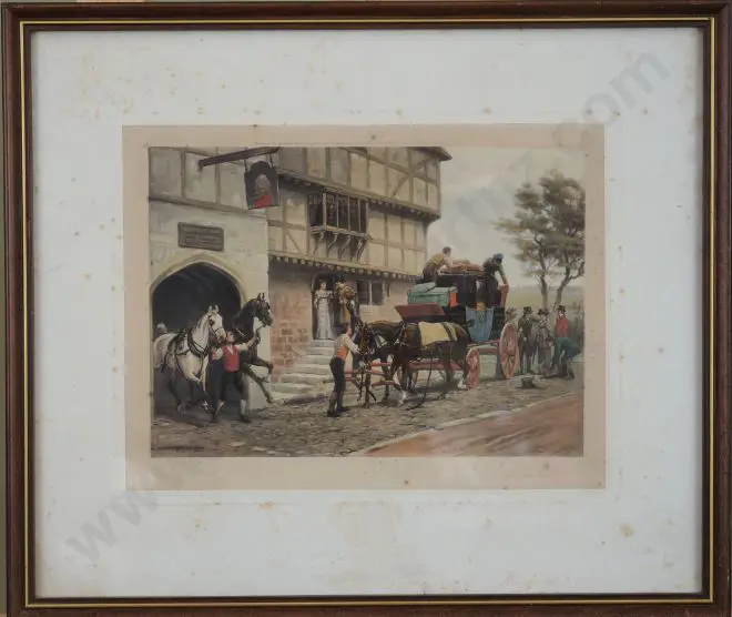 KILBURNE, Goodwin (1839-1924) - The  Old George Inn - Handcoloured print dated 1899 Image 1++