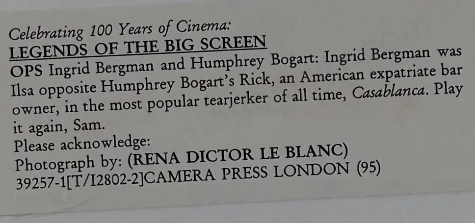 BERGMAN, Ingrid & Humphrey Bogart (1915-1982) - Photo by Rena Dictor Le Blanc Image 1++