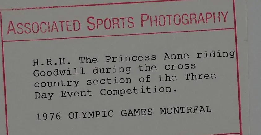PRINCESS ANNE (1950-) - Press Photo - Riding 'Goodwill' at 1976 Olympic Games Image 1++
