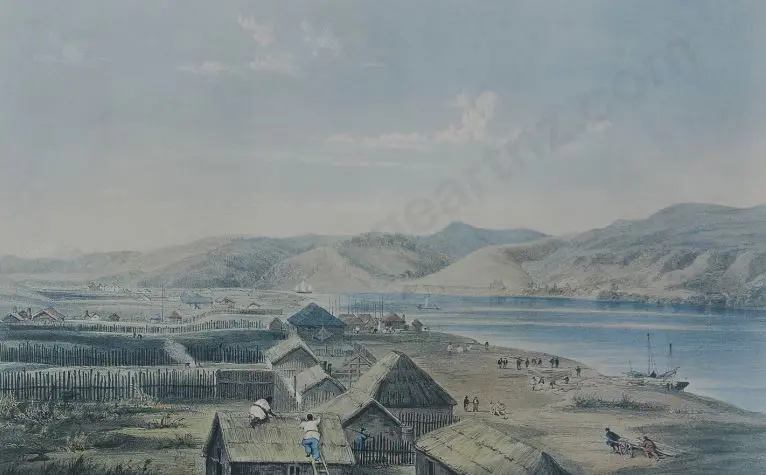 MEIN-SMITH, Captain William attrib. (1797-1869) - The Town of Petre on the Wanganui River - September 1841 Image 1++