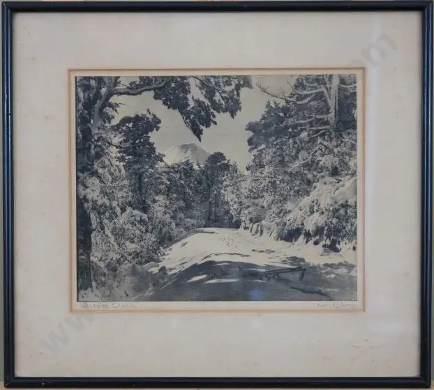 RISBERG, Carl (1903-1972) - "Winter's Charm" Road to Mount Ngauruhoe Image 1++