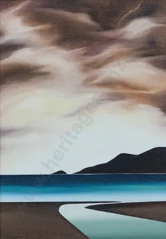 HERSCHEL, Suzanne (20th Cent.) - Coastal Scene with Kapiti Island Image 1++