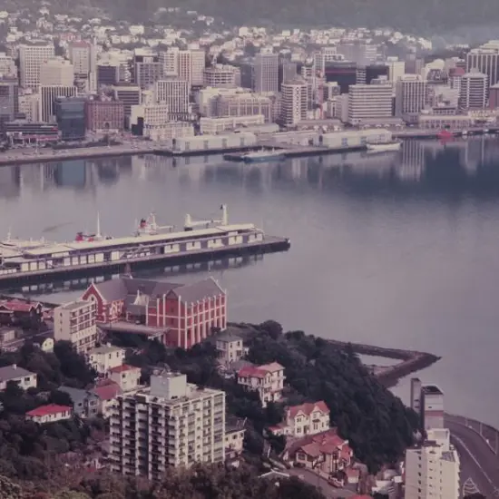 WOOLF, Ronald D. (1930-1987) - Wellington Harbour 1980s from Mount Victoria