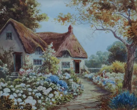 FOSTER, Harold (19th Cent.) - A Cottage Garden, Hampshire Image 1++
