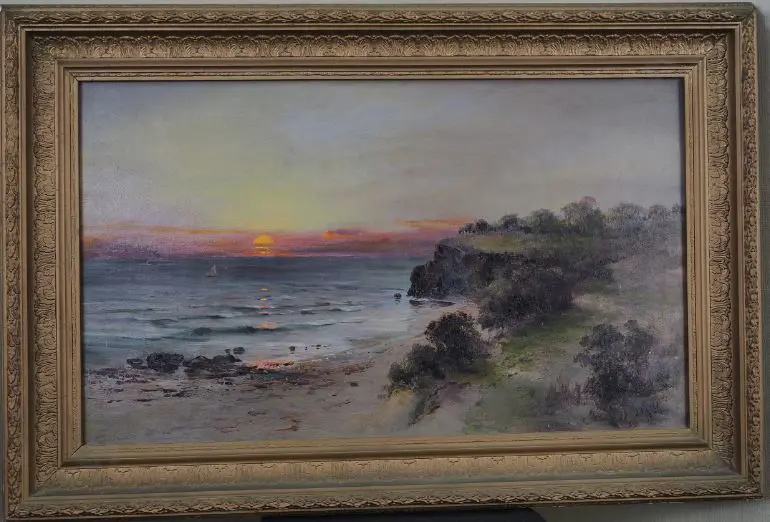 PEELE, James (1847-1905) - Coastal Landscape with Sunset Image 1++