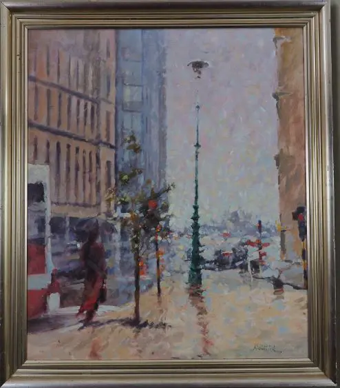 BADCOCK, John (1952-) - Hunter Street, Wellington - on a Wet & Windy Day Image 1++