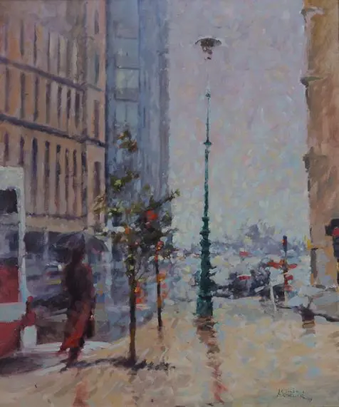 BADCOCK, John (1952-) - Hunter Street, Wellington - on a Wet & Windy Day Image 1++