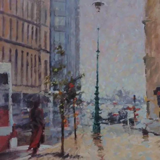 BADCOCK, John (1952-) - Hunter Street, Wellington - on a Wet & Windy Day