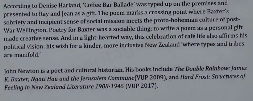 BAXTER, James K. (1926-1972) - Unpublished, signed poem - "Coffee Bar Ballade" Image 1++