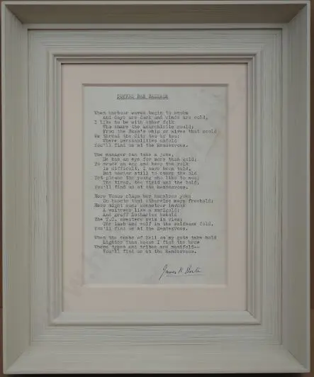 BAXTER, James K. (1926-1972) - Unpublished, signed poem - "Coffee Bar Ballade" Image 1++