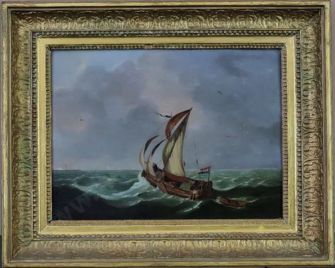 UNKNOWN Dutch Artist - Mid 19th Century - Yacht at Sea - Early to mid 19th Century Image 1++