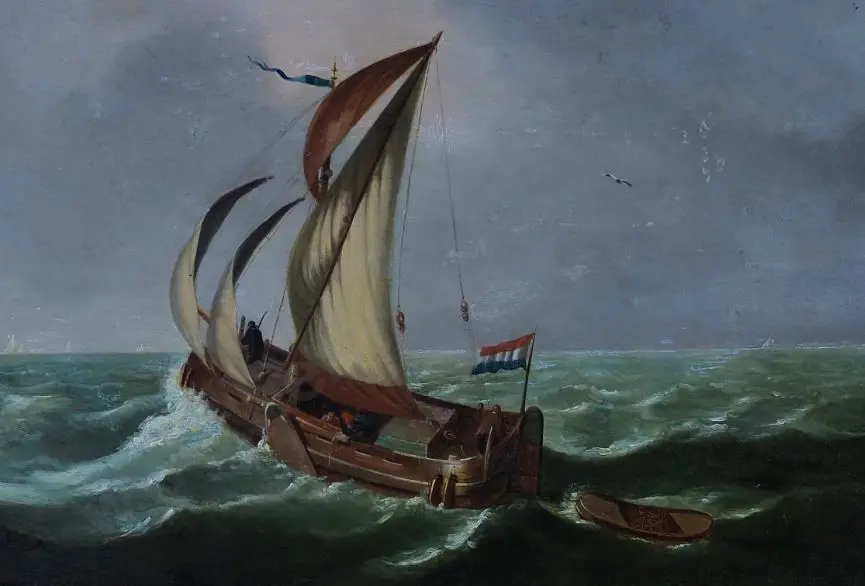 UNKNOWN Dutch Artist - Mid 19th Century - Yacht at Sea - Early to mid 19th Century Image 1++