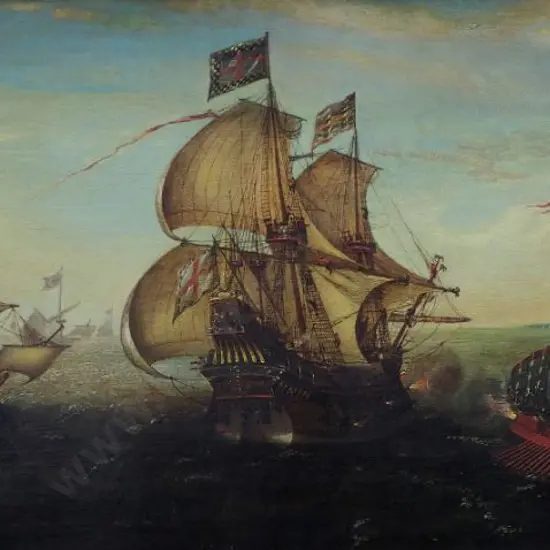ANTUM, Aert van (1579-1620) - Spanish Armada - Naval Battle with English - c.1600