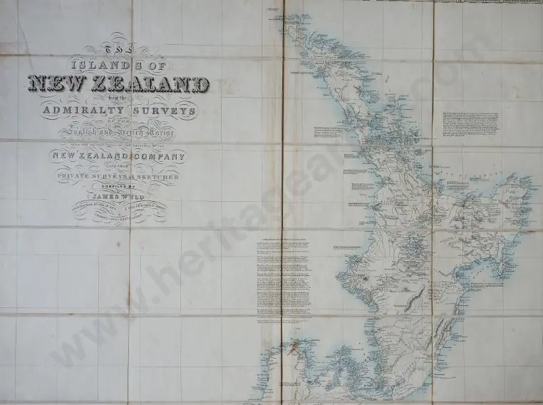 WYLD, James (1812-1887) - Map of New Zealand c. 1840 - Folds into Slipcase 22cm x 12.5cm Image 1++