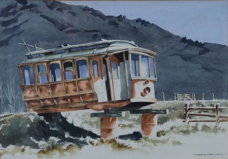 TREMAIN, Garrick (1941-) - Old Tramcar - Farm near Cowburn Image 1++