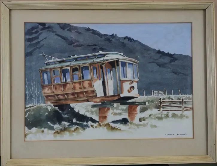 TREMAIN, Garrick (1941-) - Old Tramcar - Farm near Cowburn Image 1++