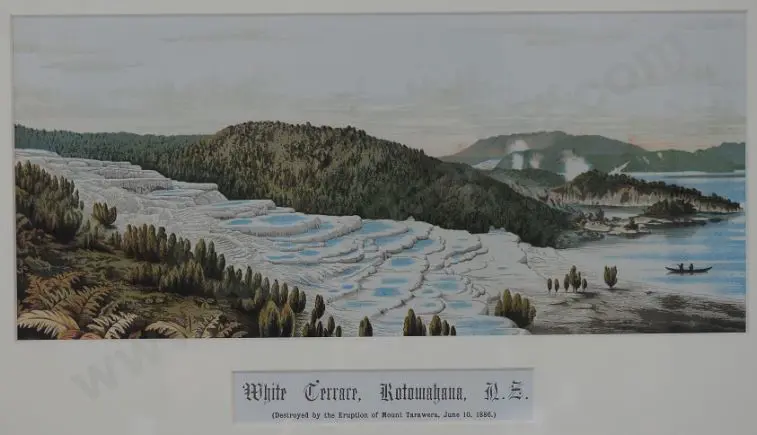 SPENCER, Charles (1854-1933) - Photographer - Pink & White Terraces - Pair of Ornately Framed Lithoprints Image 1++