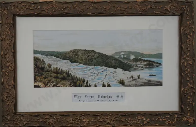 SPENCER, Charles (1854-1933) - Photographer - Pink & White Terraces - Pair of Ornately Framed Lithoprints Image 1++