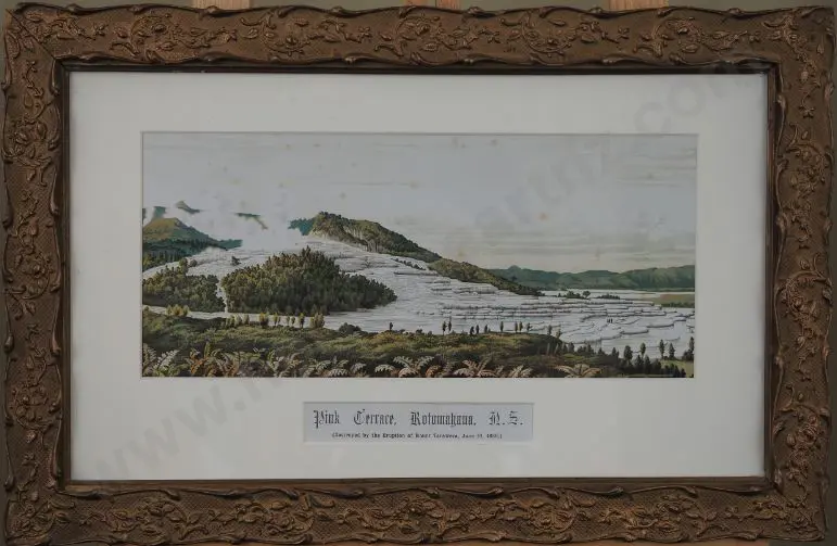SPENCER, Charles (1854-1933) - Photographer - Pink & White Terraces - Pair of Ornately Framed Lithoprints Image 1++