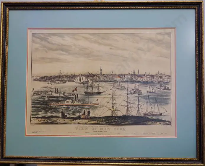 PALMER, Frances Flora (1812-1876) - New York from Brooklyn Heights 1849 - Published by Currier & Ives Image 1++