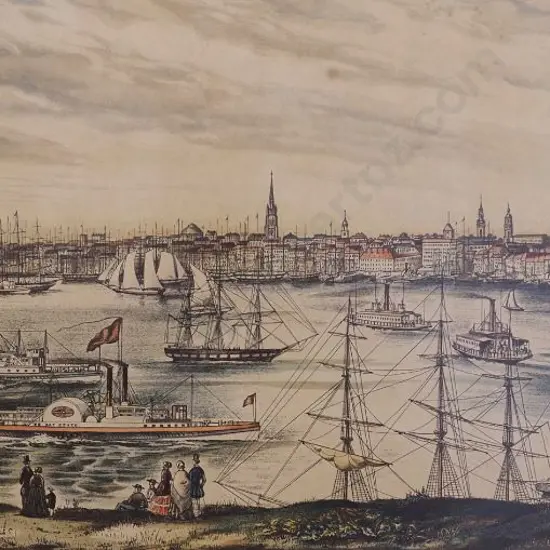 PALMER, Frances Flora (1812-1876) - New York from Brooklyn Heights 1849 - Published by Currier & Ives