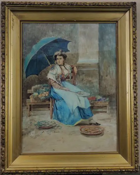 MARIA, F. (19th Cent.) - Breadseller holding Parasol Image 1++