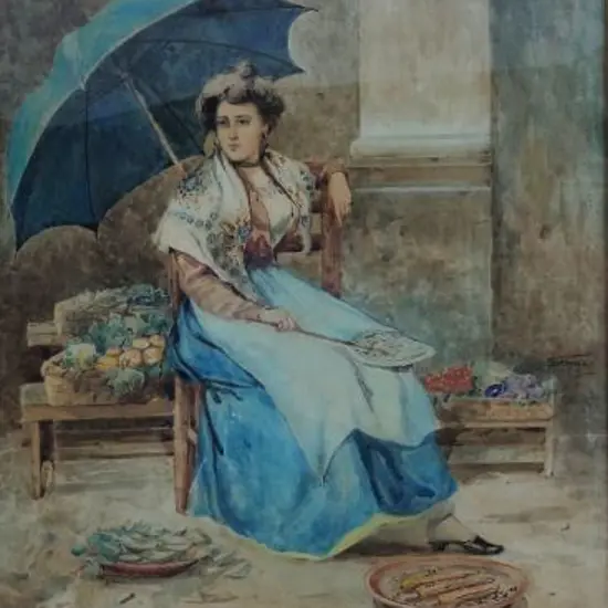 MARIA, F. (19th Cent.) - Breadseller holding Parasol