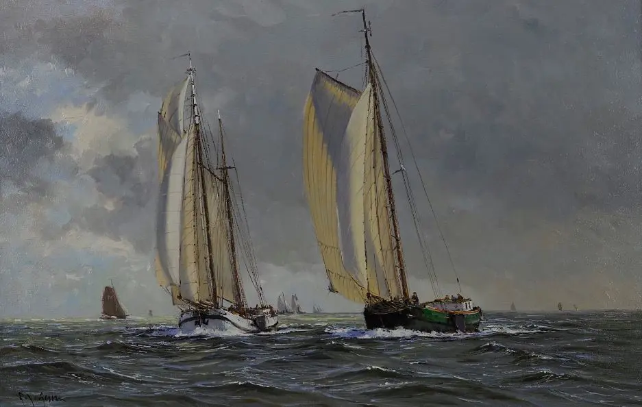 GOOSEN, Fritz (1943-) - Novalura and Maria - two yachts atsSea Image 1++