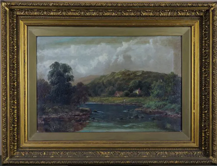 UNKNOWN Artist - Tranquil River and Cottage Image 1++